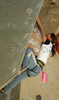 Fourth placed Caroline Ciavaldini of France climbing during women finals of last IFSC Sport Climbing World cup of 2007 season. Final race of IFSC Sport Climbing World Cup of 2007 season was held in Kranj, Slovenia on 18th of November 2007.
