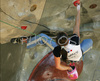 Fourth placed Caroline Ciavaldini of France climbing during women finals of last IFSC Sport Climbing World cup of 2007 season. Final race of IFSC Sport Climbing World Cup of 2007 season was held in Kranj, Slovenia on 18th of November 2007.
