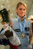 Winner of overall Climbing World Cup, Maja Vidmar of Slovenia celebrating her vicotry after women finals of last IFSC Sport Climbing World cup of 2007 season. Final race of IFSC Sport Climbing World Cup of 2007 season was held in Kranj, Slovenia on 18th of November 2007.
