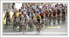 Peloton is packed together with Spanish riders leading peloton to last lap of race in Verona, Italy

