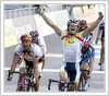 Oscar Freire of Spain winning his third World Championship title on WC road race in Verona, Italy
