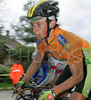 Cyclists of elite group are cycling around streets of Sencur,Slovenia where Criterum of Sencur took place. Race with total lenght of 65km had 50 laps of 1.3km.
