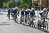 Cyclists of Liberty seguros - Wurth team competing during stage 5 of 89th Giro d Italia. Stage 5 was leading cyclists from Piacenza to Cremona, Italy. Stage 5 in lenght of 38 km was first team time trial on Giro d Italia since 1987.
