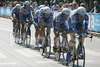 Cyclists of Quickstep - Innergetic team competing during stage 5 of 89th Giro d Italia. Stage 5 was leading cyclists from Piacenza to Cremona, Italy. Stage 5 in lenght of 38 km was first team time trial on Giro d Italia since 1987.

