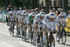 Cyclists of Francaise des Jeux team competing during stage 5 of 89th Giro d Italia. Stage 5 was leading cyclists from Piacenza to Cremona, Italy. Stage 5 in lenght of 38 km was first team time trial on Giro d Italia since 1987.
