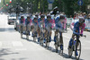 Cyclists of Lampre - Fondital cycling team competing during stage 5 of 89th Giro d Italia. Stage 5 was leading cyclists from Piacenza to Cremona, Italy. Stage 5 in lenght of 38 km was first team time trial on Giro d Italia since 1987.

