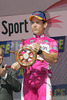 Robbie McEwen (AUS, Davitamon Lotto) in cyclamine jersey for leader in points classification after stage 5 of 89th Giro d Italia. Stage 5 was leading cyclists from Piacenza to Cremona, Italy. Stage 5 in lenght of 38 km was first team time trial on Giro d Italia since 1987.

