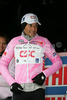 Ivan Basso of Team CSC at winning podium takes the pink jersey as leader in general classification after 17th stage of Giro d Italia. Stage from Termeno/Tramin to Plan de Corones/Kronplatz was changed due to bad weather situation and finish was moved to Passo di Furcia/FurkelSattel. Stage was shortened from original 133km to 115 km.
