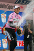 Ivan Basso of Team CSC takes pink jersey as leader in general classification after 18th stage of Giro d Italia. Stage from Sillian, Austria to Gemona del Friuli, Italy was 207 km long.
