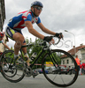 Cyclists of elite category are competing during criterium road cycling race Around city of Kranj 2006 which was held in Kranj, Slovenia on 4th of June 2006.
