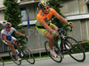Cyclists of elite category are competing during criterium road cycling race Around city of Kranj 2006 which was held in Kranj, Slovenia on 4th of June 2006.
