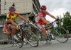 Cyclists of elite category are competing during criterium road cycling race Around city of Kranj 2006 which was held in Kranj, Slovenia on 4th of June 2006.

