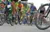 Cyclists of elite category are competing during criterium road cycling race Around city of Kranj 2006 which was held in Kranj, Slovenia on 4th of June 2006.
