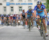 Cyclists of elite category are competing during criterium road cycling race Around city of Kranj 2006 which was held in Kranj, Slovenia on 4th of June 2006.
