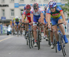 Cyclists of elite category are competing during criterium road cycling race Around city of Kranj 2006 which was held in Kranj, Slovenia on 4th of June 2006.
