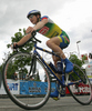 Cyclists of elite category are competing during criterium road cycling race Around city of Kranj 2006 which was held in Kranj, Slovenia on 4th of June 2006.
