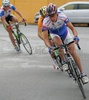 Cyclists of elite category are competing during criterium road cycling race Around city of Kranj 2006 which was held in Kranj, Slovenia on 4th of June 2006.
