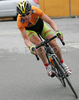 Cyclists of elite category are competing during criterium road cycling race Around city of Kranj 2006 which was held in Kranj, Slovenia on 4th of June 2006.
