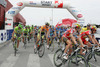 Cyclists at start of third stage of 13th Tour de Slovenie 2006 (13. dirka Po Sloveniji). Third stage lead cyclists in lenght of 158km from Nova Gorica, Slovenia to top of Vrsic, Slovenia. Last uphill to Vrsic was also hardest uphill on this years Tour de Slovenia and it usually also decides winner of Tour.

