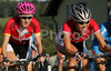 German cyclists are riding during Women Elite road races of Road Cycling World Championship in Salzburg, Austria. Women Elite road race of Road Cycling World Championship 2006 was held in Salzburg, Austria on 23. September 2006.

