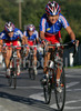 French cyclists are struggling on back of peloton in middle of fifth lap during Women Elite road races of Road Cycling World Championship in Salzburg, Austria. Women Elite road race of Road Cycling World Championship 2006 was held in Salzburg, Austria on 23. September 2006.
