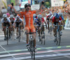 Winner Marianne Vos of Netherlands celebrating her victory in Women Elite road races of Road Cycling World Championship in Salzburg, Austria. Women Elite road race of Road Cycling World Championship 2006 was held in Salzburg, Austria on 23. September 2006.
