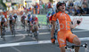 Winner Marianne Vos of Netherlands celebrating her victory in Women Elite road races of Road Cycling World Championship in Salzburg, Austria. Women Elite road race of Road Cycling World Championship 2006 was held in Salzburg, Austria on 23. September 2006.
