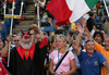 Didi the Devil is partying with Italian fans after Paolo Bettini of Italy won Men Elite road races of Road Cycling World Championship in Salzburg, Austria. Men Elite road race was final race of Road Cycling World Championship 2006 and was held in Salzburg, Austria on 24. September 2006.
