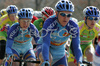 Matic Strga of Radenska Powerbar covered by his teammate in peloton at 5th Porec Trophy. 5th Porec Trophy in lenght of 165 km, is categorized as UCI 1.2 and was held on 11th March 2007 in Porec, Croatia.
