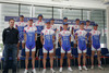 Team 2007 of Adria Mobil (L to R front) trainer Bostjan Mervar, Tomaz Nose, Jure Zrimsek, Simon Spilak, Miha Svab, Robert Kiserlovski. Standing in second line (L to R) Benjamin Cujnik, Blaz Jarc, Blaz Furdi, Jure Zagar, Joze Senekovic and Marko Kump at presentation of cycling team Adria Mobil from Novo Mesto. Presentation of cycling team Adria Mobil from Novo Mesto was held in Ljubljana at ACH d.d. company on Monday 12th of March 2007.
