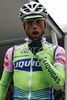 Overall leader Danilo Di Luca of Liquigas checking the helmet before the start stage 16 of Giro d Italia 2007. Stage 16 in length of 189km lead cyclists from Agordo - Dolomiti Stars, Italy to Lienz, Austria, and was held on 29th of May 2007.
