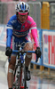 Third placed Marco Marzano of Lampre Fondital finishing stage 19 of Giro d Italia 2007. Stage 19 in length of 178km lead cyclists from Treviso, Italy to Terme di Comano, Italy, and was held on 1st of June 2007.
