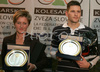 The best female cyclist Jelka Rakus (L) and male cyclist Ales Krapez (R) in category of recreation road cycling during award ceremony Vecer zvezd (Night of stars) organized by Cycling federation of Slovenia. Award ceremony was held 13th  December 2006 in BTC City - Aqua park Atlantis, Ljubljana, Slovenia.
