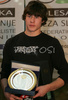 The best male cyclist in MTB category Nejc Rutar during award ceremony Vecer zvezd (Night of stars) organized by Cycling federation of Slovenia. Award ceremony was held 13th  December 2006 in BTC City - Aqua park Atlantis, Ljubljana, Slovenia.
