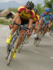 Mitja Mahoric of Perutnina Ptuj leading peloton through streets of Sencur, Slovenia during Grand prix of Sencur. Race in Sencur, Slovenia was held on 27th of April 2007.
