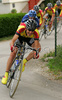Mitja Mahoric of Perutnina Ptuj leading peloton through streets of Sencur, Slovenia during Grand prix of Sencur. Race in Sencur, Slovenia was held on 27th of April 2007.
