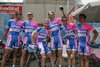 Lampre Fondital team before start of the stage 17 of Giro d Italia 2007. Stage 17 in length of 142km lead cyclists from Lienz, Austria to Monte Zoncolan, Italy, and was held on 30th of May 2007.
