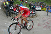 Valentin Tristan of Cofidis Le Credit P Telephone at last climb of the stage 17 of Giro d Italia 2007. Stage 17 in length of 142km lead cyclists from Lienz, Austria to Monte Zoncolan, Italy, and was held on 30th of May 2007.
