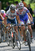 Cyclists of Adria Mobil leading group into uphill during 40th Grand Prix Kranj, The Filip Majcen Memorial cycle race. 40th Grand Prix of Kranj took place on 2nd of June 2007 in Kranj, Slovenia.
