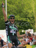 Robert Bozic of Team L.P.R celebrating his victory in 40th Grand Prix Kranj, The Filip Majcen Memorial cycle race. 40th Grand Prix of Kranj took place on 2nd of June 2007 in Kranj, Slovenia.
