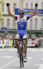 Winner Tomaz Nose of Adria Mobil celebrating his victory in road cycling race Around Kranj 2007. Race in lenght of  87.5km (25 laps) in Kranj, Slovenia was held on 3rd of April 2007.
