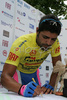 Danilo Napolitano of Lampre-Fondital signing start list before start of second stage of Tour de Slovenie 2007. Second stage in lenght of 163km lead cyclists from Sentjernej, Slovenia to Ljubljana, Slovenia, where finish line was in Ljubljana castle.
