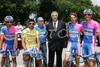 Major of Sentjernej, Franc Hudoklin (M) with Lampre-Fondital team before start of second stage of Tour de Slovenie 2007. Second stage in lenght of 163km lead cyclists from Sentjernej, Slovenia to Ljubljana, Slovenia, where finish line was in Ljubljana castle.
