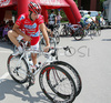 Gabriele Balducci of Acqua Sapone-Caffe Mokambo with his new bike before start of third stage of Tour de Slovenie 2007. Third stage in lenght of 168km lead cyclists from Medvode, Slovenia to Villach, Austria.
