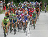 Peloton arriving at hill climb Ljubelj, Slovenia during third stage of Tour de Slovenie 2007. Third stage in lenght of 168km lead cyclists from Medvode, Slovenia to Villach, Austria.
