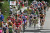 Peloton arriving at hill climb Ljubelj, Slovenia during third stage of Tour de Slovenie 2007. Third stage in lenght of 168km lead cyclists from Medvode, Slovenia to Villach, Austria.
