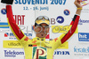 Mitja Mahoric of Perutnina Ptuj in yellow jersey of overall leader after third stage of Tour de Slovenie 2007. Third stage in lenght of 168km lead cyclists from Medvode, Slovenia to Villach, Austria.
