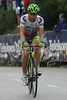 Jure Golcer of Tenax Salmilano crosses finish line in fourth stage of Tour de Slovenie 2007. Fourth stage in lenght of 160km lead cyclists from Kranjska Gora, Slovenia to top of Tour de Slovenia, 1611 meters high pass Vrsic, Slovenia.
