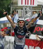 Winner Enrico Rossi of OTC Doors-Lauretana crossing finish line and celebrating his victory in fifth and last stage of Tour de Slovenie 2007. Fifth stage in lenght of 162km lead cyclists from Grosuplje, Slovenia to Novo Mesto, Slovenia, where this years Tour de Slovenie crossed its final finish line.
