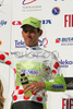 Gabriele Bosisio of Tenax Salmilano celebrating his red dot jersey after fifth and last stage of Tour de Slovenie 2007. Fifth stage in lenght of 162km lead cyclists from Grosuplje, Slovenia to Novo Mesto, Slovenia, where this years Tour de Slovenie crossed its final finish line.
